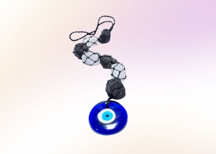 Selenite + Black Tourmaline Door Hanger for protection from Evil eye and negative energies